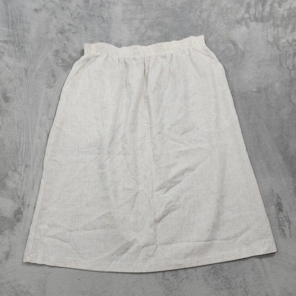 Vintage Classic Expressions Skirt Womens 18W/32 White Linen Blend Pull On A-Line